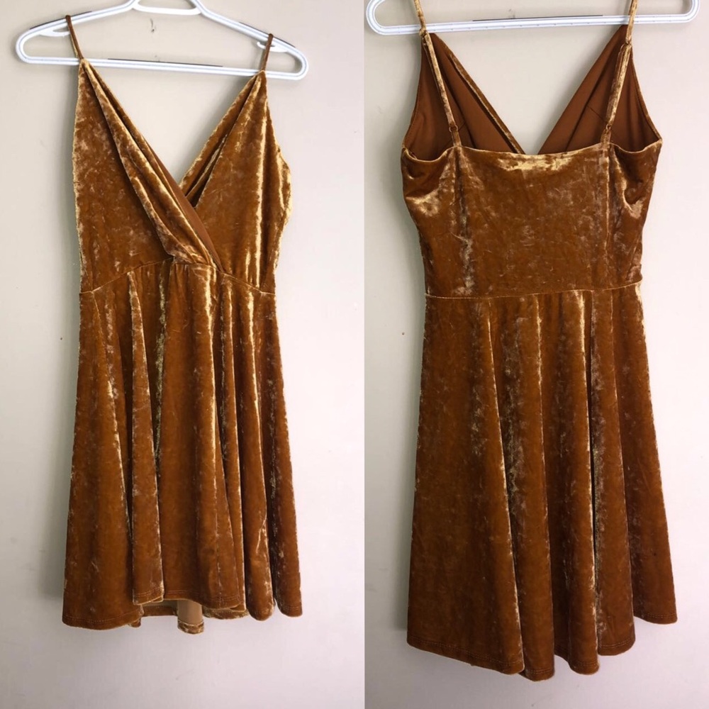 Gold velvet dress